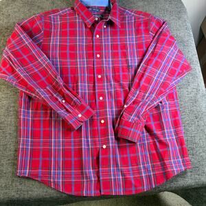 Mens Chaps XLarge Long Sleeve Button Down Mens Shirt Red/Blue Plaid
